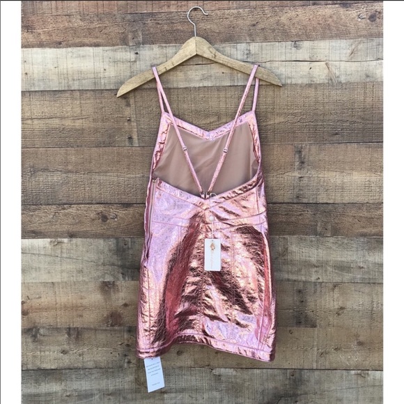 For Love and Lemons Pink Metallic Mini XS NWT - Picture 3 of 6